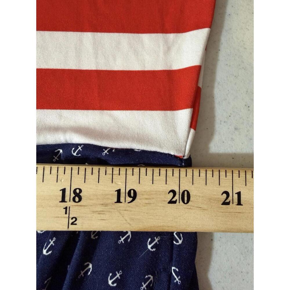 LuLaRoe Nicki Dress 3XL Patriotic Red White Blue Anchors Sleeveless - Picture 8 of 10